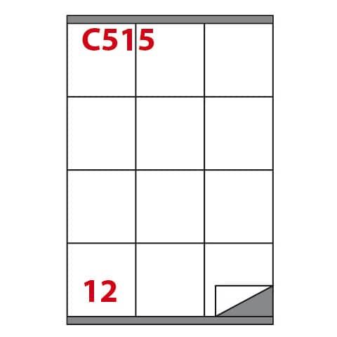 Etichette adesive C/515 - in carta - permanenti - 70 x 72 mm - 12 et/fg - 100 f…