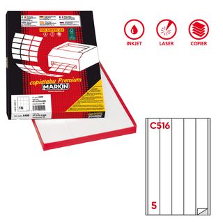 Etichette adesive C/516 - in carta - permanenti - 40 x 297 mm - 5 et/fg - 100 f…