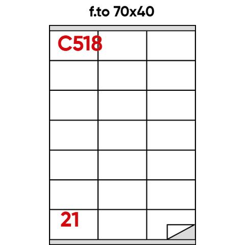 Etichette adesive C/518 - in carta - permanenti - 70 x 40 mm - 21 et/fg - 100 f…