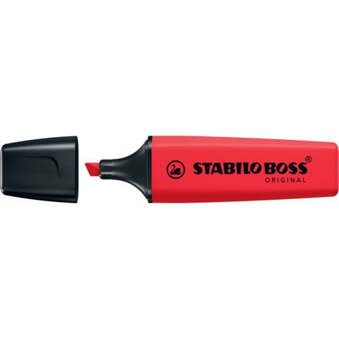 STABILO BOSS ORIGINAL EVIDENZIATORE PUNTA A SCALPELLO 2/5 mm ROSSO CONF 10 Pz.