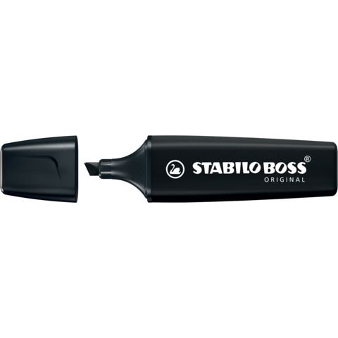 STABILO BOSS ORIGINAL MARCATORE PUNTA A SCALPELLO 2/5 mm NERO CONF 10 Pz.