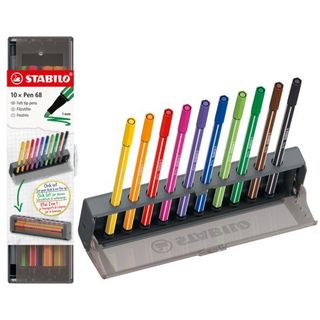 STABILO CLICK SET PEN 68 PENNARELLO TRATTO 1 mm COLORI ASSORTITI CONF 10 Pz.