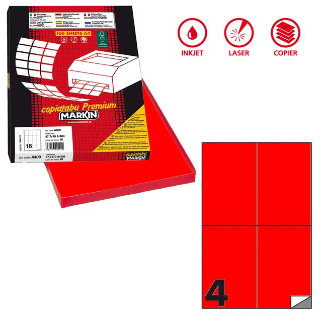 Etichette adesive C/519 - in carta - permanenti - 105 x 148,5 mm - 4 et/fg - 10…