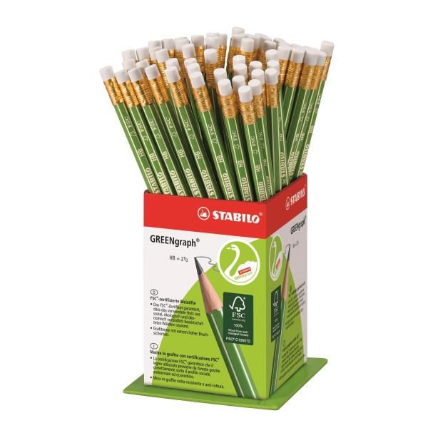 STABILO GREENgraph 6004 - Matita - HB - con gomma (pacchetto di 60)