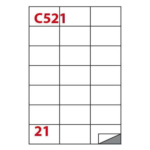 Etichette adesive C/521 - in carta - permanenti - 70 x 42,43 mm - 21 et/fg - 10…