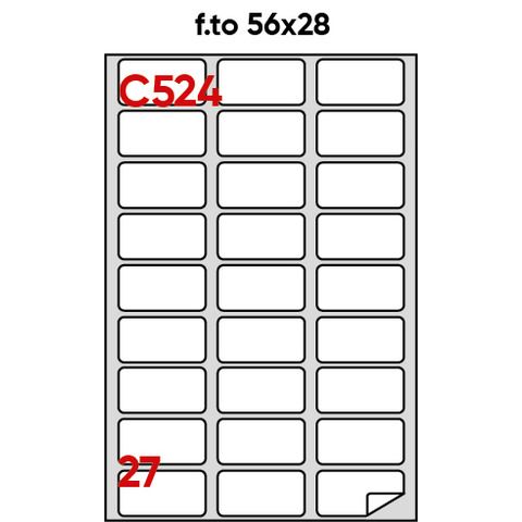Etichette adesive C/524 - in carta - permanenti - 56 x 28 mm - 27 et/fg - 100 f…