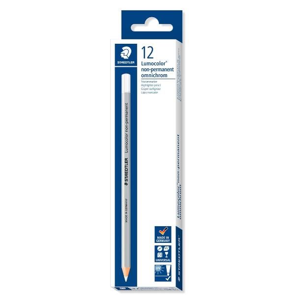 STAEDTLER OMNICHROM LUMOCOLOR MATITA ESAGONALE NON PERMANENTE BIANCO CONF 12 Pz.
