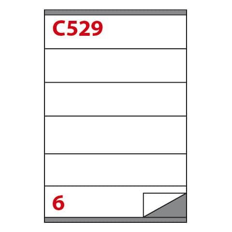 Etichette adesive C/529 - in carta - permanenti - 210 x 48 mm - 6 et/fg - 100 f…