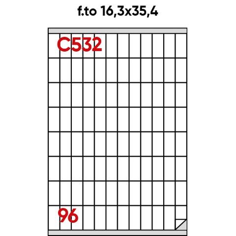 Etichette adesive C/532 - in carta - permanenti - 16,3 x 35,4 mm - 96 et/fg - 1…