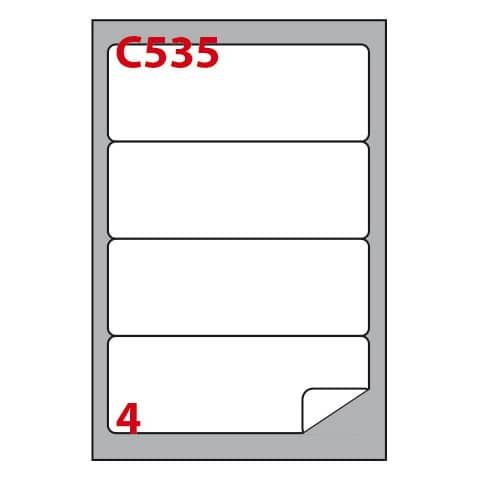 Etichette adesive C/535 - in carta - permanenti - 190 x 61 mm - 4 et/fg - 100 f…