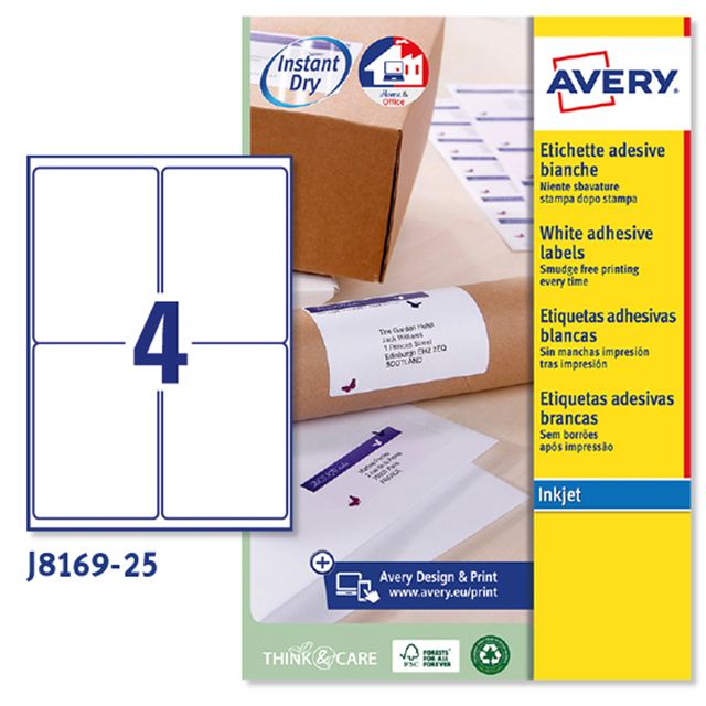 Etichette adesive J8169 - in carta - angoli arrotondati - inkjet - permanenti -…