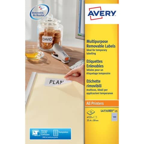Etichette adesive L4731REV - in carta - angoli arrotondati - rimovibili - 25,4 …