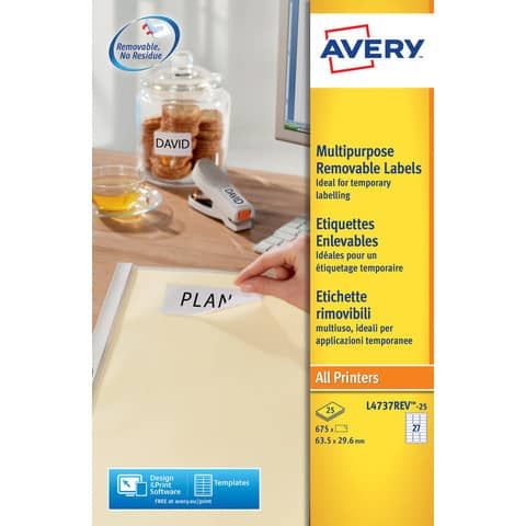 Etichette adesive L4737REV - in carta - angoli arrotondati - rimovibili - 63,5 …