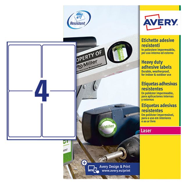 Etichette adesive L4774 - in poliestere - laser - permanenti - 99,1 x 139 mm - …