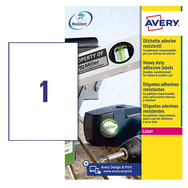 Etichette adesive L4775 - in poliestere - laser - permanenti - 210 x 297 mm - 1…