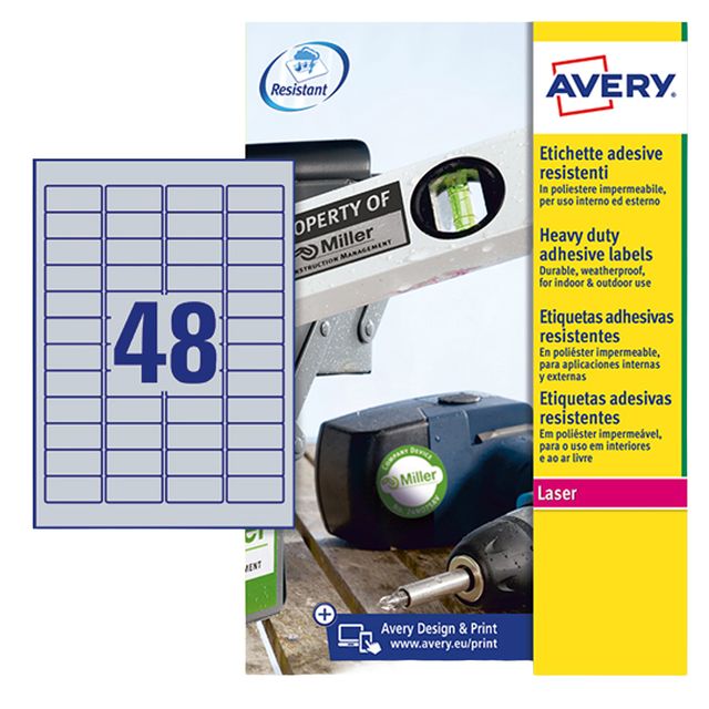 Etichette adesive L6009 - in poliestere - laser - permanenti - 45,7 x 21,2 mm -…