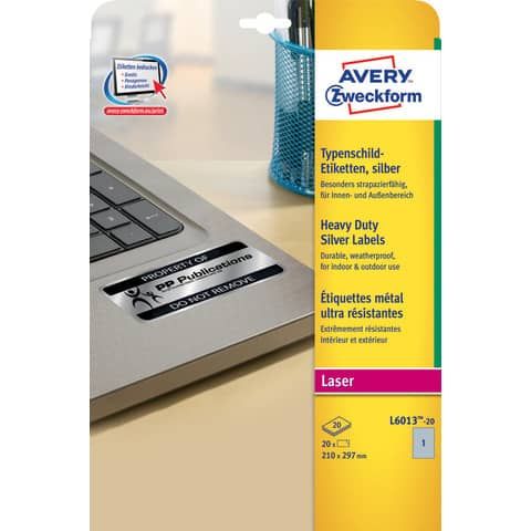 Etichette adesive L6013 - in poliestere - laser - permanenti - 210 x 297 mm - 1…