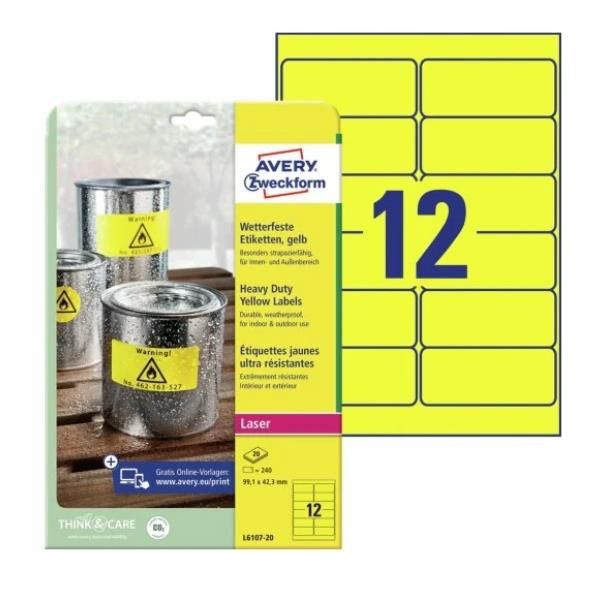 Etichette adesive L6107 - in poliestere - laser - permanenti - 99,1 x 42,3 mm -…