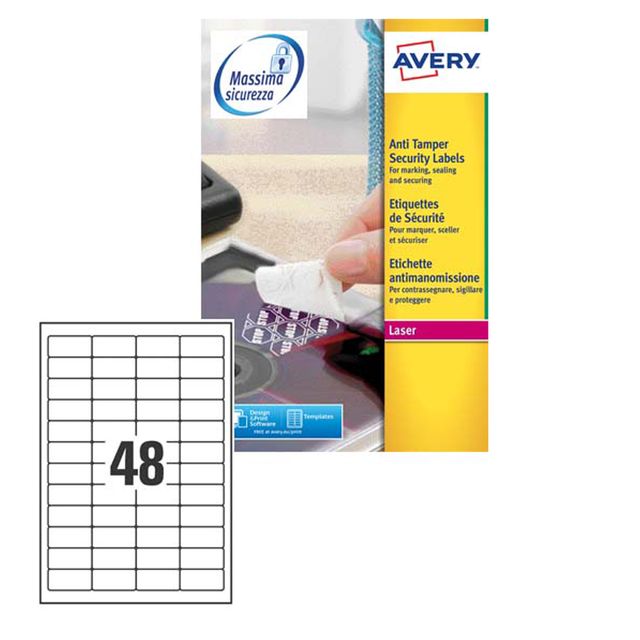 Etichette adesive L6113 - in poliestere - laser - permanenti - 45,7 x 21,2 mm -…