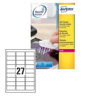 Etichette adesive L6114 - in poliestere - laser - permanenti - 63,5 x 29,6 mm -…