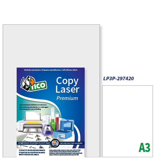 Etichette adesive LP3P - in PE - laser - permanenti - 297 x 420 mm - 1 et/fg - …