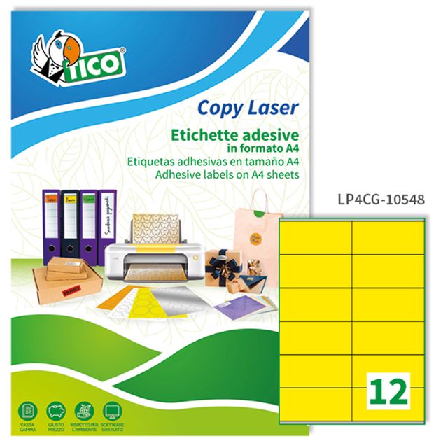 Etichette adesive LP4C - in carta - permanenti - 105 x 48 mm - 12 et/fg - 70 fo…
