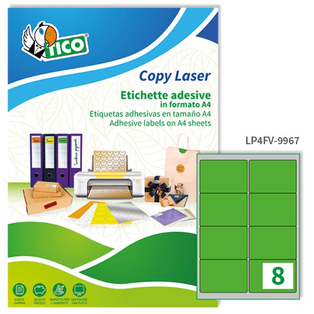 Etichette adesive LP4F - in carta - angoli arrotondati - permanenti - 99,1 x 67…