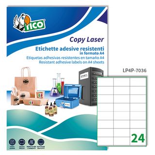 Etichette adesive LP4P - in poliestere - laser - permanenti - 70 x 36 mm - 24 e…