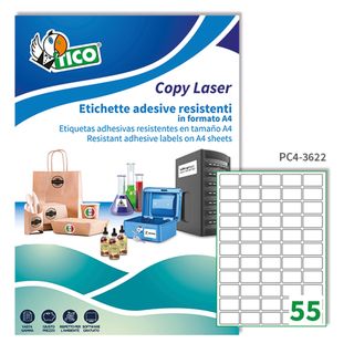 Etichette adesive PC4 - in poliestere - laser - permanenti - 36 x 22 mm - 55 et…