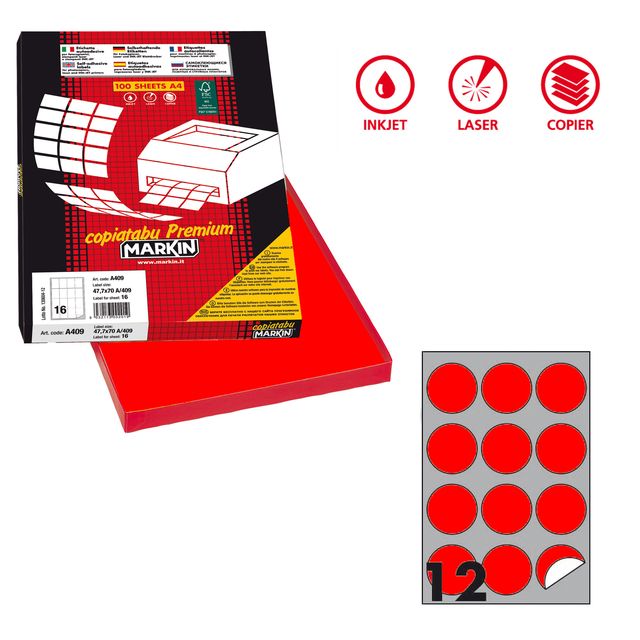 Etichette adesive R/310 - in carta - permanenti - tonde - diametro 60 mm - 12 e…