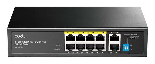 SWITCH RETE 8 PORTE POE + 2 PORTE UPLINK 10/100MBPS 120W (FS1010P)