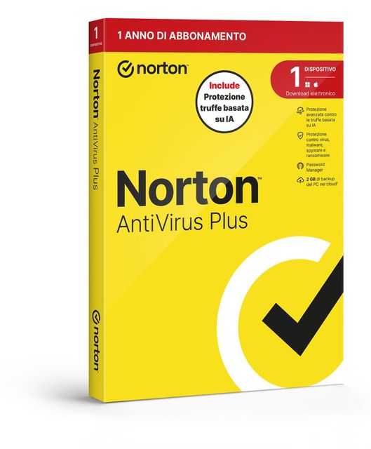 SYMANTEC NORTON ANTIVIRUS PLUS 2026 -ANTITRUFFA- 1 DISPOSITIVO 12 MESI 2GB - IT…