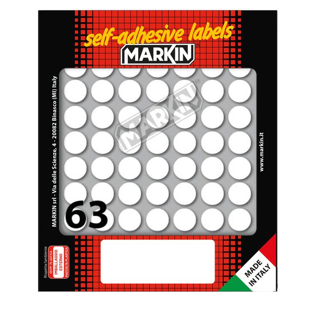 Etichette adesive tonde - in carta - permanenti - diametro 14 mm - 63 et/fg - 1…