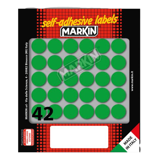 Etichette adesive tonde - in carta - permanenti - diametro 18 mm - 42 et/fg - 1…