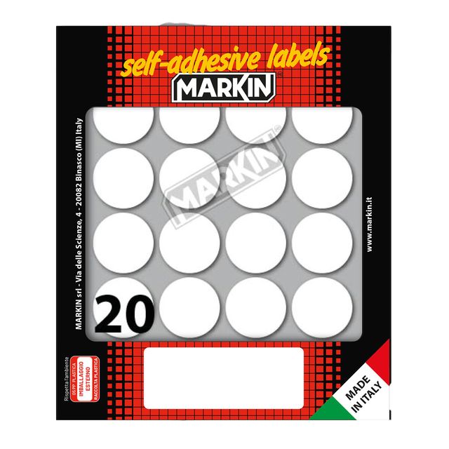 Etichette adesive tonde - in carta - permanenti - diametro 27 mm - 20 et/fg - 1…