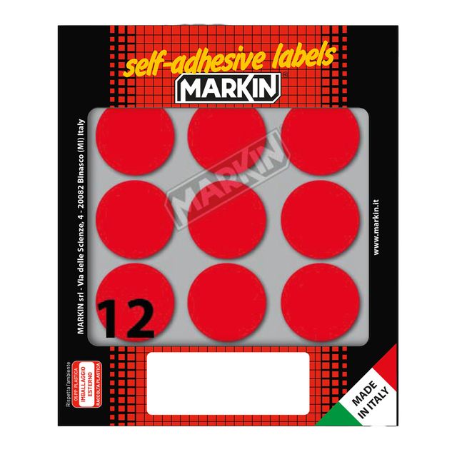 Etichette adesive tonde - in carta - permanenti - diametro 34 mm - 12 et/fg - 1…