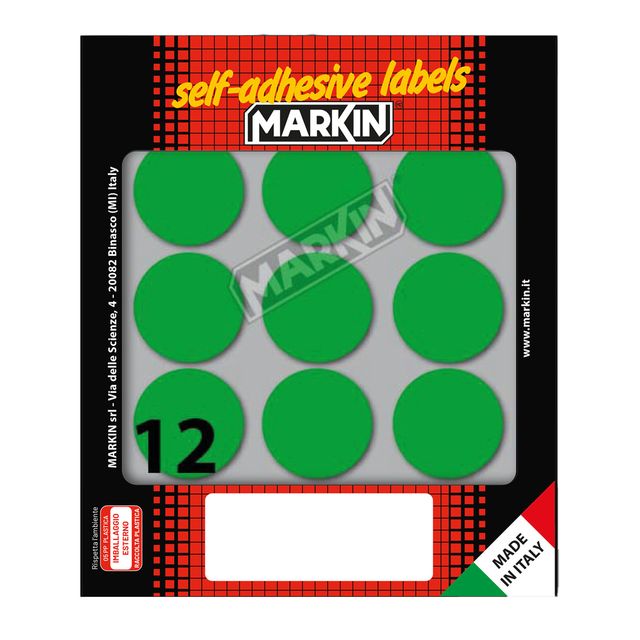 Etichette adesive tonde - in carta - permanenti - diametro 34 mm - 12 et/fg - 1…