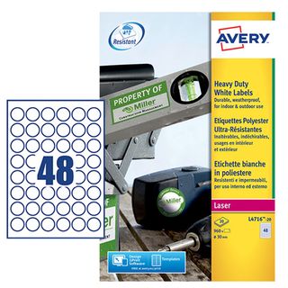 Etichette adesive tonde L4716 - in poliestere - laser - permanenti - diametro 3…
