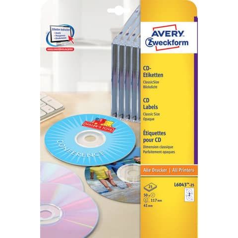 Etichette adesive tonde L6043 - in carta - laser - permanenti - diametro CD 117…