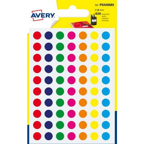 Etichette adesive tonde PSA - in carta - permanenti - diametro 8 mm - 70 et/fg …