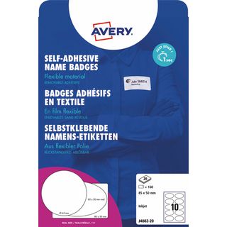 Etichette badge - rimovibili - per stampanti inkjet - ovali - 85 x 50 mm - 10 e…