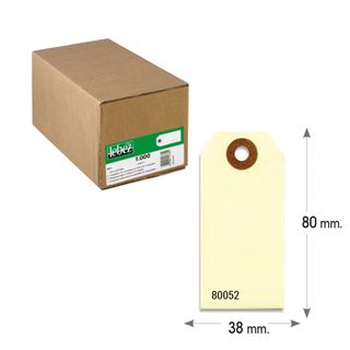 Etichette per spedizioni - in cartoncino - con foro - 80 x 38 mm - avana - Lebe…