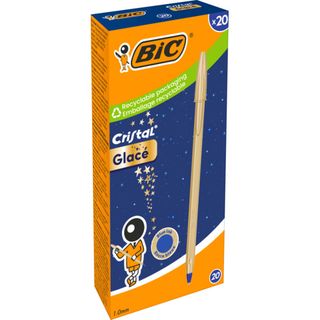 Scatola 20 penna sfera Cristal GlacE' fusto oro 1.0mm BICÂ®
