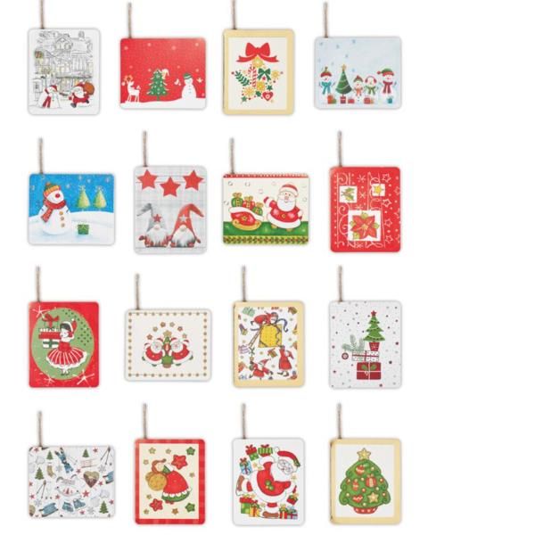 Segnapacco natale - con cordoncino - fantasie assortite - Sadoch