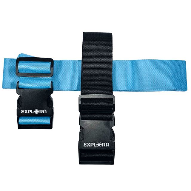 Set 2 cinghie per valigia regolabili Explora lungh. 190x5cm azzurro/nero Lebez