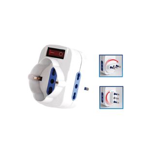 Adattatore rotante con interruttore - 2 prese bipasso 2P+T 10/16A + 1 presa Sch…