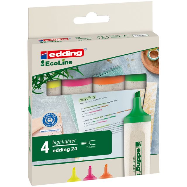 Evidenziatore 24 EcoLine - punta scalpello - da 2 a 5 mm - colori assortiti - E…
