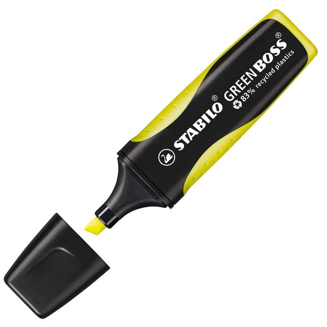 Evidenziatore Green Boss - punta a scalpello - tratto 2 - 5 mm - giallo 24 - 83…