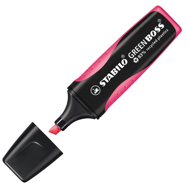 Evidenziatore Green Boss - punta a scalpello - tratto 2 - 5 mm - rosa 56 - 83% …