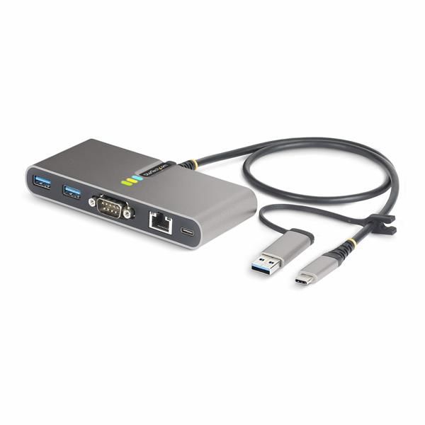 StarTech.com 2-Port USB-C/USB-A Hub with GbE and RS232 Serial, 2x USB-A - Hub -…